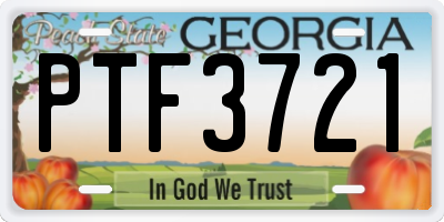 GA license plate PTF3721