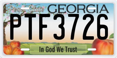 GA license plate PTF3726