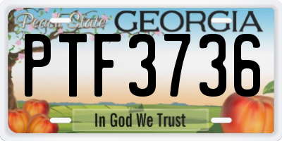 GA license plate PTF3736