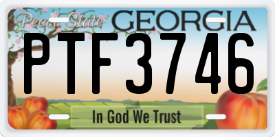 GA license plate PTF3746