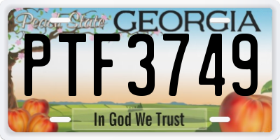 GA license plate PTF3749
