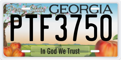 GA license plate PTF3750