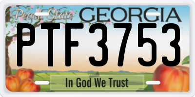 GA license plate PTF3753