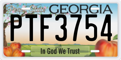 GA license plate PTF3754