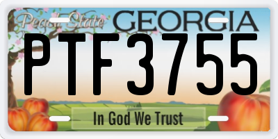 GA license plate PTF3755
