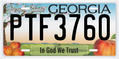 GA license plate PTF3760