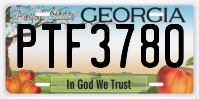GA license plate PTF3780