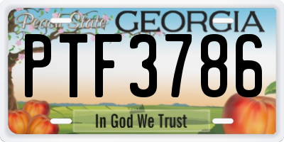 GA license plate PTF3786