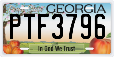 GA license plate PTF3796