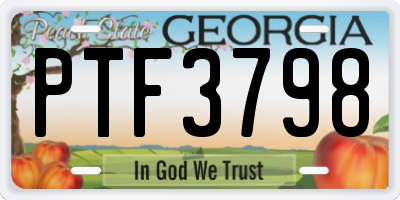 GA license plate PTF3798