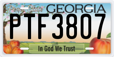 GA license plate PTF3807