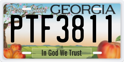 GA license plate PTF3811