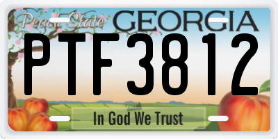 GA license plate PTF3812