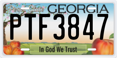 GA license plate PTF3847