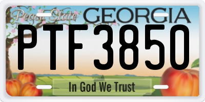 GA license plate PTF3850