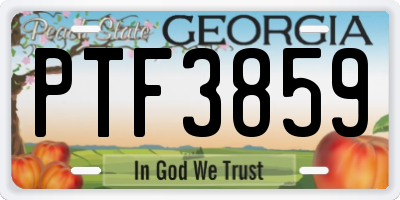 GA license plate PTF3859