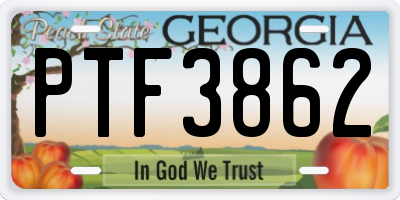 GA license plate PTF3862