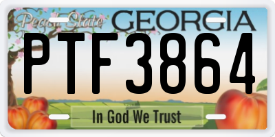 GA license plate PTF3864