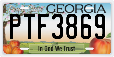 GA license plate PTF3869