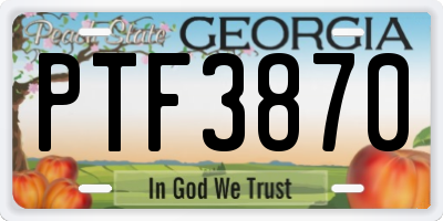 GA license plate PTF3870