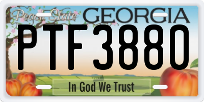GA license plate PTF3880