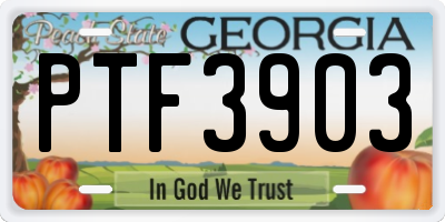 GA license plate PTF3903