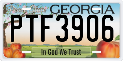 GA license plate PTF3906