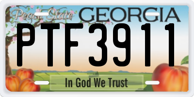 GA license plate PTF3911