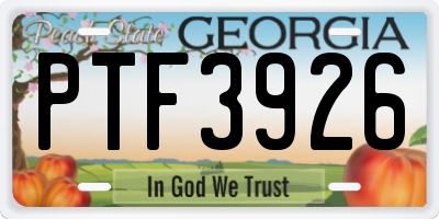 GA license plate PTF3926