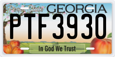 GA license plate PTF3930