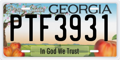 GA license plate PTF3931