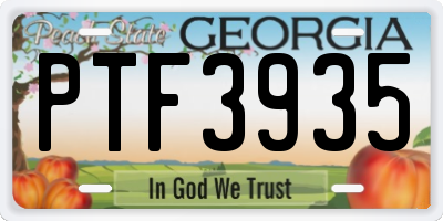 GA license plate PTF3935
