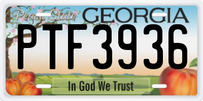 GA license plate PTF3936