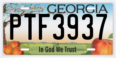 GA license plate PTF3937