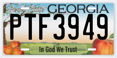 GA license plate PTF3949