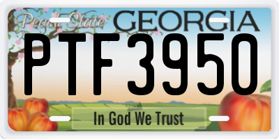 GA license plate PTF3950