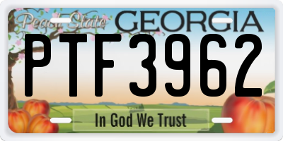 GA license plate PTF3962