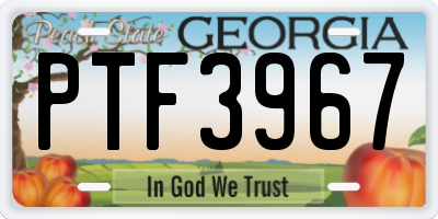 GA license plate PTF3967