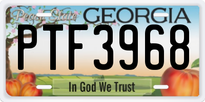 GA license plate PTF3968