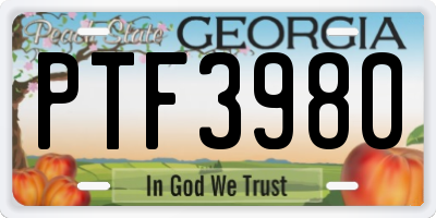 GA license plate PTF3980