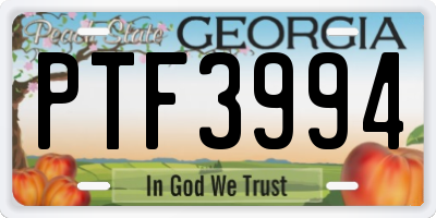 GA license plate PTF3994