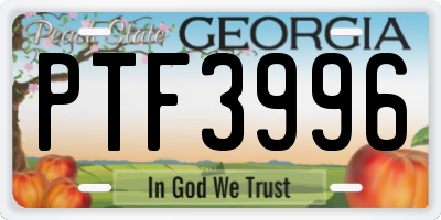 GA license plate PTF3996