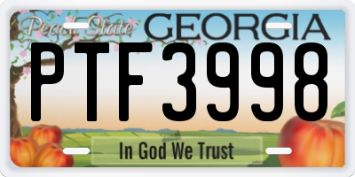 GA license plate PTF3998