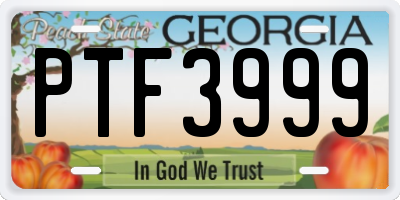 GA license plate PTF3999