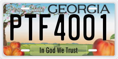 GA license plate PTF4001