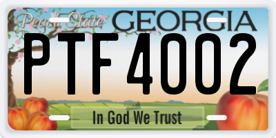 GA license plate PTF4002