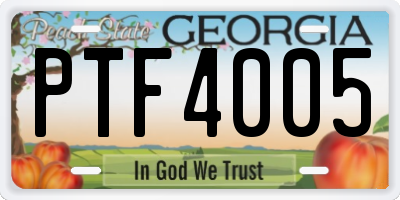 GA license plate PTF4005