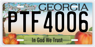GA license plate PTF4006