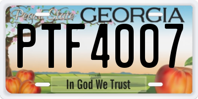 GA license plate PTF4007
