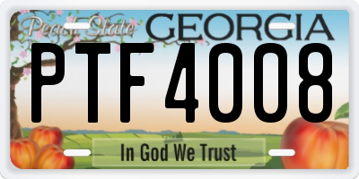 GA license plate PTF4008